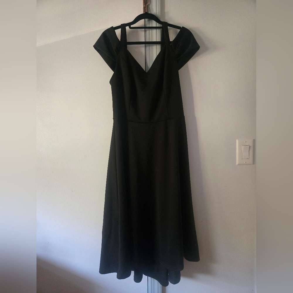 Cold Shoulder Party Dress Vneck High-Low Hem Flares A-Line